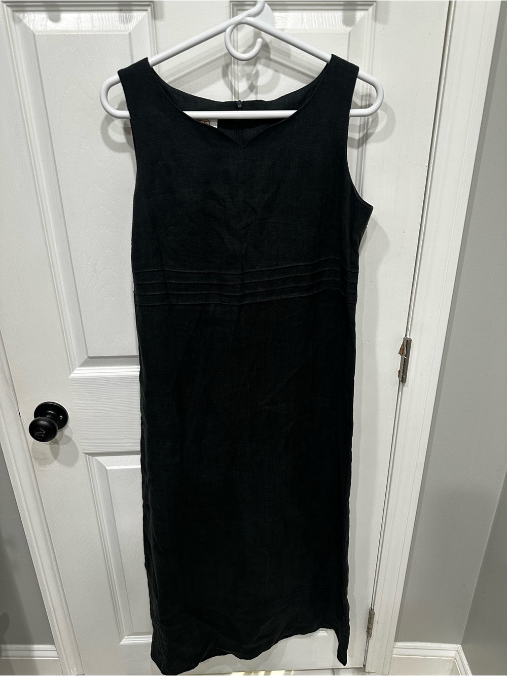 Vintage Classic Talbots Black Sleeveless Linen Maxi Dress